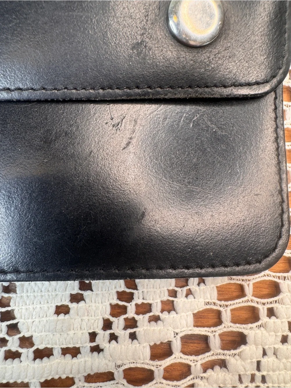 Ralph Lauren Black Embossed RL Leather Zip Motorcycle Wallet Vintage